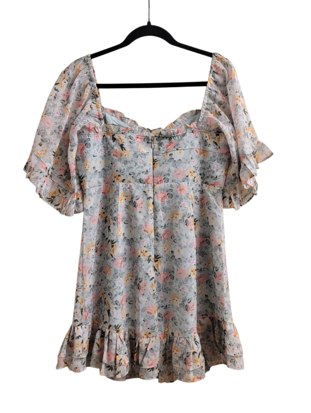 Hello Molly Floral Ruffle Mini Dress Pastel Green Large - Picture 10 of 14